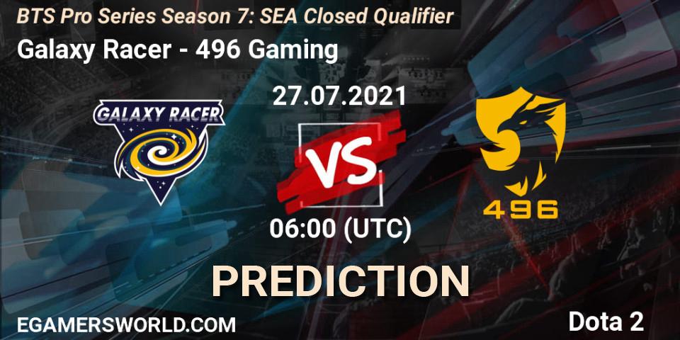 Galaxy Racer - 496 Gaming: Maç tahminleri. 27.07.2021 at 06:01, Dota 2, BTS Pro Series Season 7: SEA Closed Qualifier
