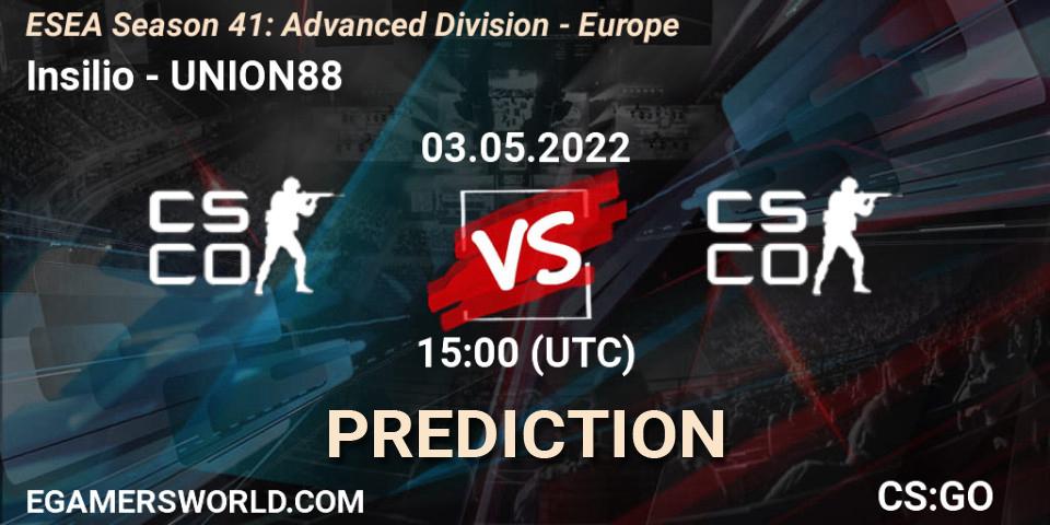 Insilio - UNION88: Maç tahminleri. 03.05.2022 at 15:00, Counter-Strike (CS2), ESEA Season 41: Advanced Division - Europe