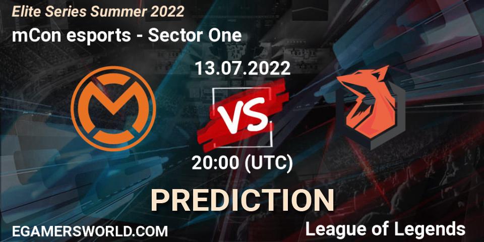 mCon esports - Sector One: Maç tahminleri. 13.07.2022 at 20:00, LoL, Elite Series Summer 2022