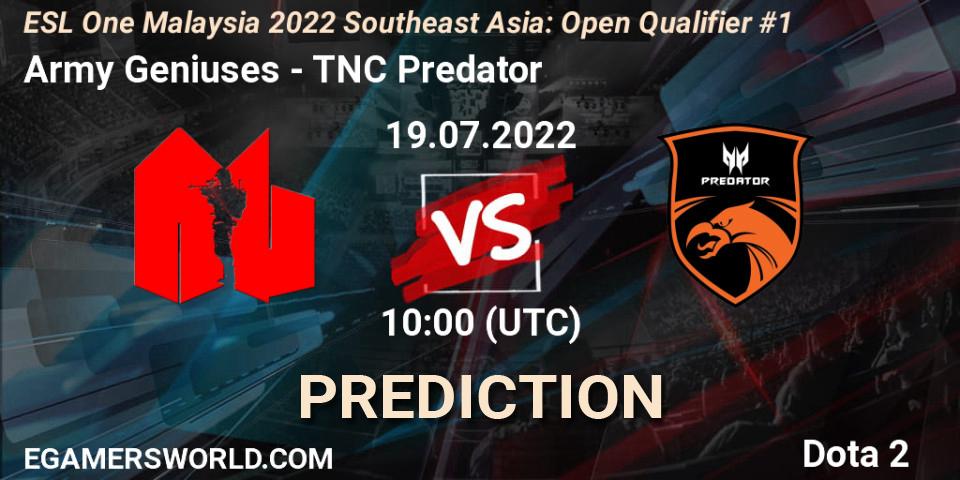 Army Geniuses - TNC Predator: Maç tahminleri. 19.07.22, Dota 2, ESL One Malaysia 2022 Southeast Asia: Open Qualifier #1