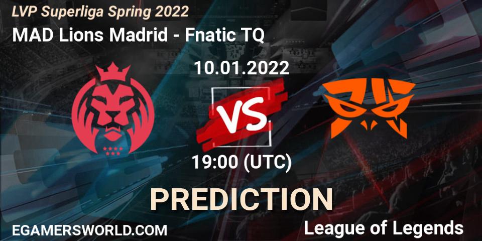 MAD Lions Madrid - Fnatic TQ: Maç tahminleri. 10.01.2022 at 19:15, LoL, LVP Superliga Spring 2022