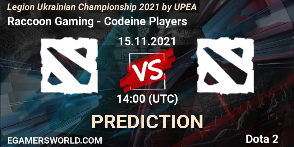 Raccoon Gaming - Codeine Players: Maç tahminleri. 15.11.2021 at 15:08, Dota 2, Legion Ukrainian Championship 2021 by UPEA