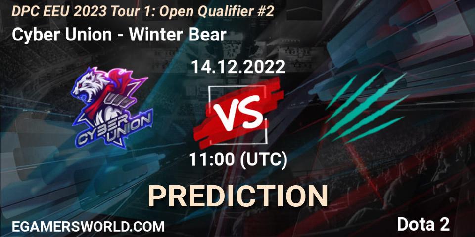 Cyber Union - Winter Bear: Maç tahminleri. 14.12.22, Dota 2, DPC EEU 2023 Tour 1: Open Qualifier #2