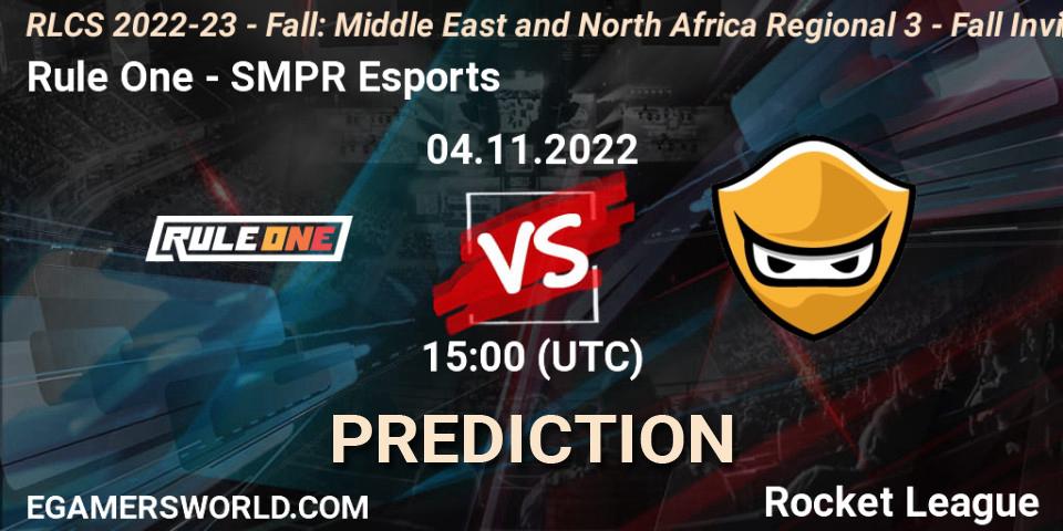 Rule One - SMPR Esports: Maç tahminleri. 04.11.2022 at 15:00, Rocket League, RLCS 2022-23 - Fall: Middle East and North Africa Regional 3 - Fall Invitational