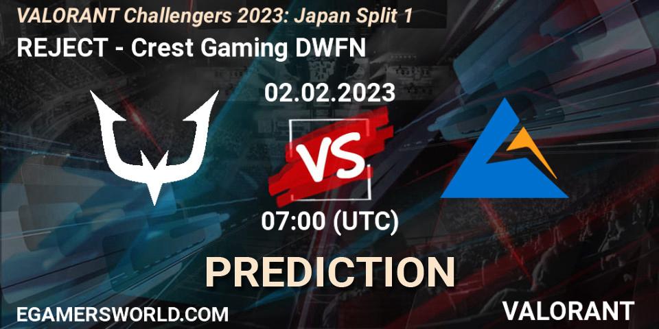 REJECT - Crest Gaming DWFN: Maç tahminleri. 02.02.23, VALORANT, VALORANT Challengers 2023: Japan Split 1