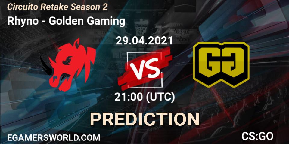 Rhyno - Golden Gaming: Maç tahminleri. 29.04.2021 at 21:00, Counter-Strike (CS2), Circuito Retake Season 2