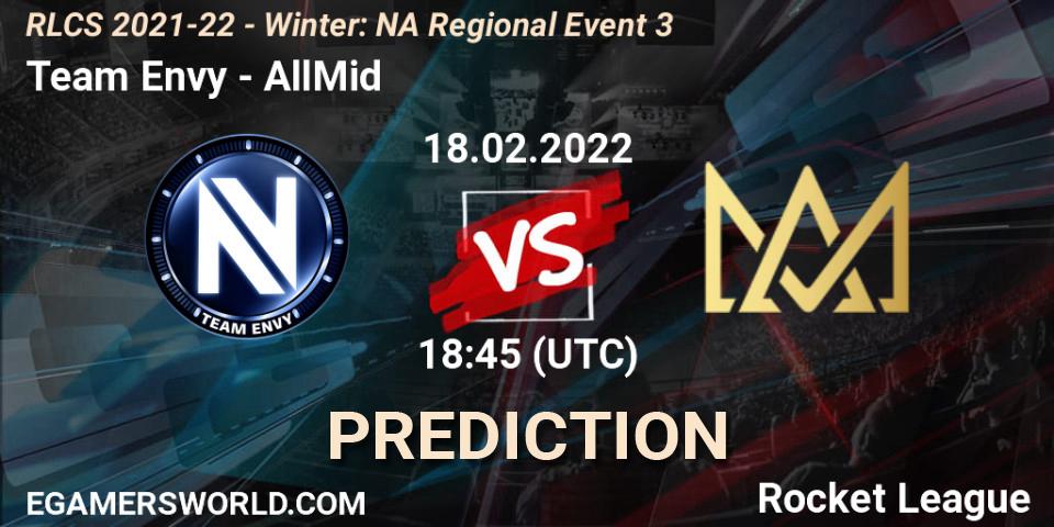 Team Envy - AllMid: Maç tahminleri. 18.02.2022 at 18:45, Rocket League, RLCS 2021-22 - Winter: NA Regional Event 3