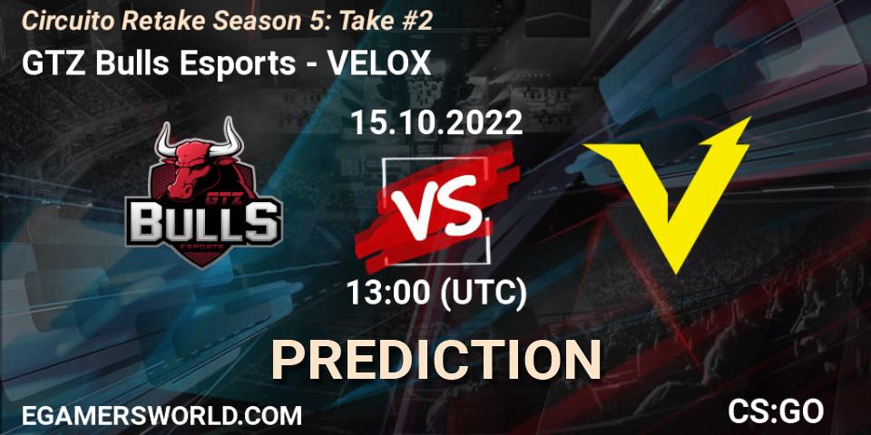 GTZ Bulls Esports - VELOX: Maç tahminleri. 15.10.2022 at 13:00, Counter-Strike (CS2), Circuito Retake Season 5: Take #2