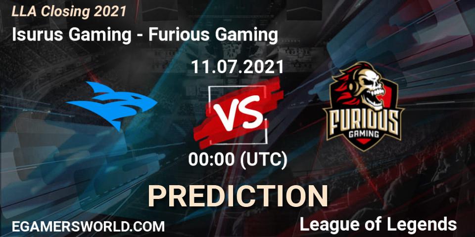 Isurus Gaming - Furious Gaming: Maç tahminleri. 11.07.2021 at 00:00, LoL, LLA Closing 2021