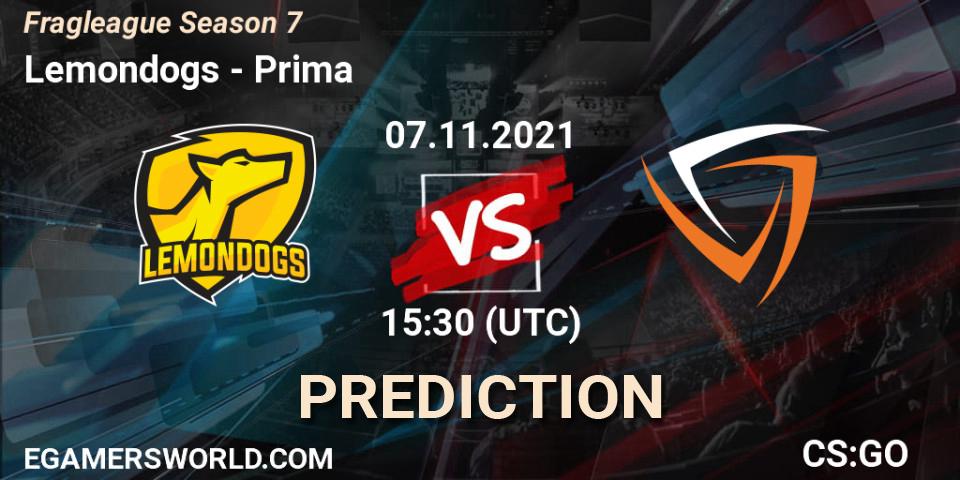 Lemondogs - Prima: Maç tahminleri. 10.11.2021 at 17:30, Counter-Strike (CS2), Fragleague Season 7