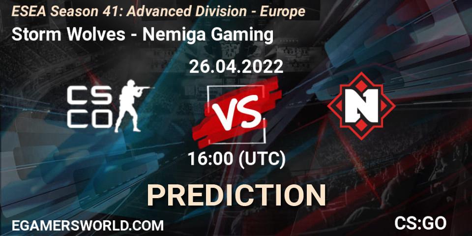 Storm Wolves - Nemiga Gaming: Maç tahminleri. 26.04.2022 at 16:00, Counter-Strike (CS2), ESEA Season 41: Advanced Division - Europe
