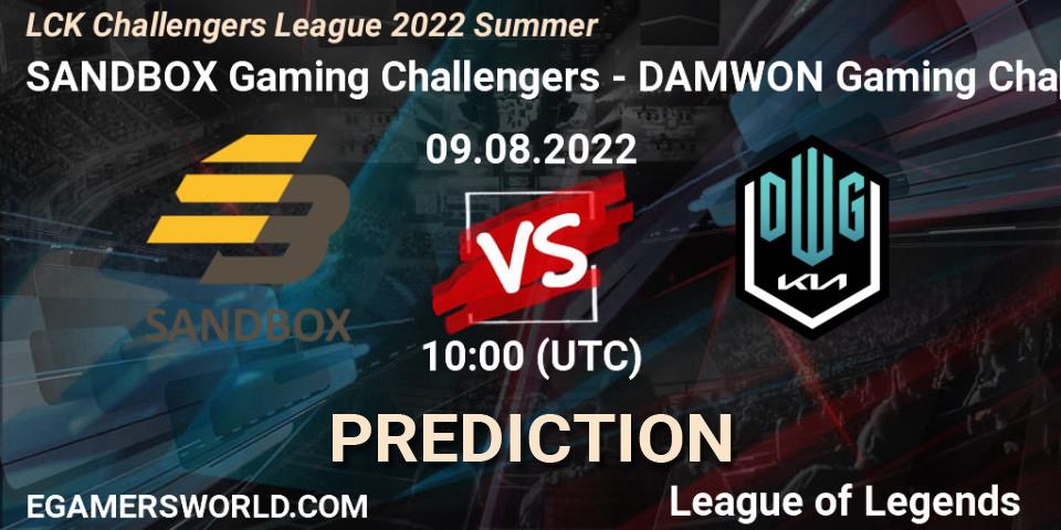 SANDBOX Gaming Challengers - DAMWON Gaming Challengers: Maç tahminleri. 09.08.2022 at 10:20, LoL, LCK Challengers League 2022 Summer