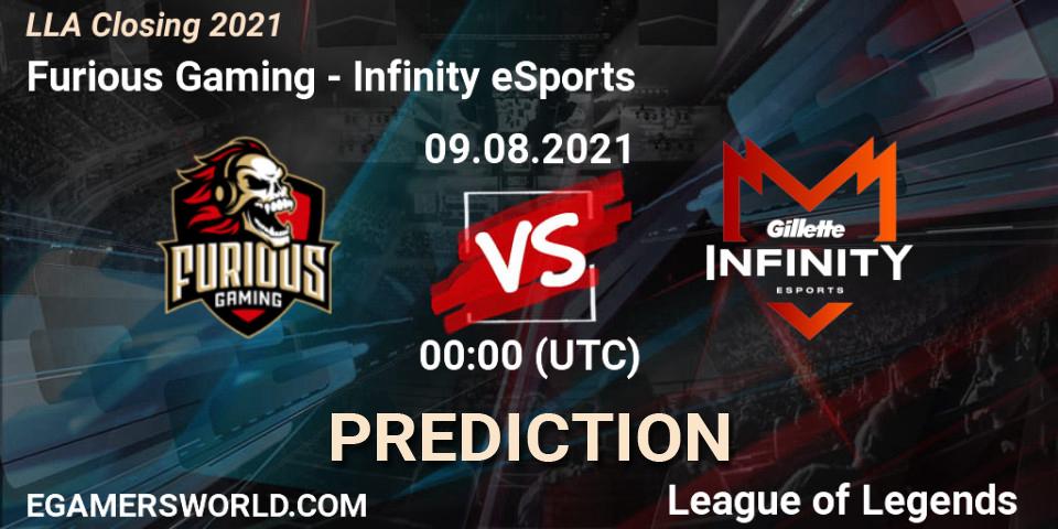 Furious Gaming - Infinity eSports: Maç tahminleri. 09.08.2021 at 00:00, LoL, LLA Closing 2021