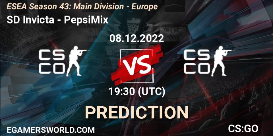 SD Invicta - PepsiMix: Maç tahminleri. 08.12.22, CS2 (CS:GO), ESEA Season 43: Main Division - Europe