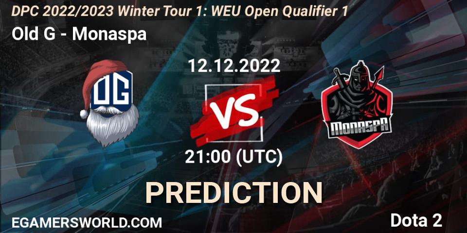 Old G - Monaspa: Maç tahminleri. 12.12.2022 at 21:00, Dota 2, DPC 2022/2023 Winter Tour 1: WEU Open Qualifier 1
