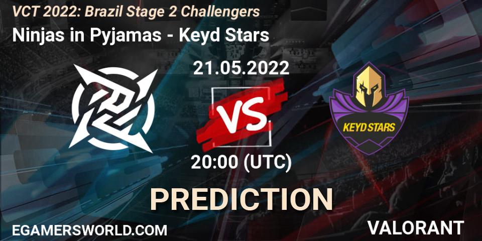 Ninjas in Pyjamas - Keyd Stars: Maç tahminleri. 21.05.2022 at 20:15, VALORANT, VCT 2022: Brazil Stage 2 Challengers