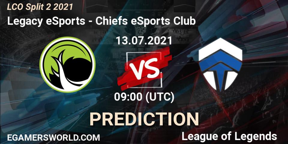 Legacy eSports - Chiefs eSports Club: Maç tahminleri. 13.07.2021 at 09:00, LoL, LCO Split 2 2021