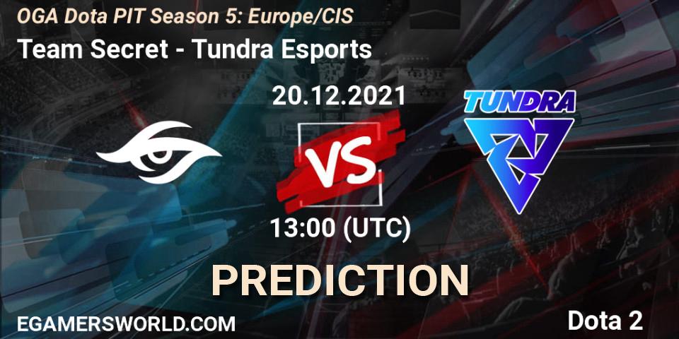 Team Secret - Tundra Esports: Maç tahminleri. 20.12.2021 at 13:00, Dota 2, OGA Dota PIT Season 5: Europe/CIS