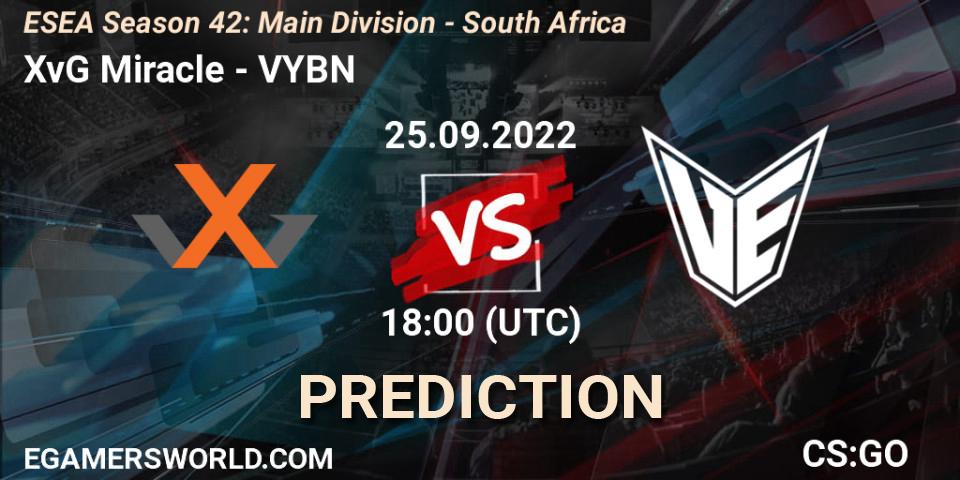 XvG Miracle - VYBN: Maç tahminleri. 25.09.2022 at 18:00, Counter-Strike (CS2), ESEA Season 42: Main Division - South Africa