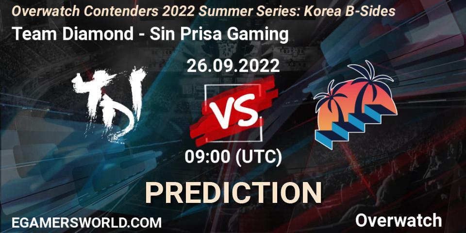 Team Diamond - Sin Prisa Gaming: Maç tahminleri. 26.09.2022 at 09:00, Overwatch, Overwatch Contenders 2022 Summer Series: Korea B-Sides