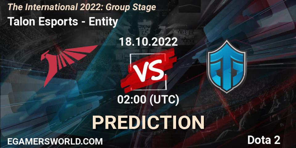Talon Esports - Entity: Maç tahminleri. 18.10.2022 at 02:01, Dota 2, The International 2022: Group Stage