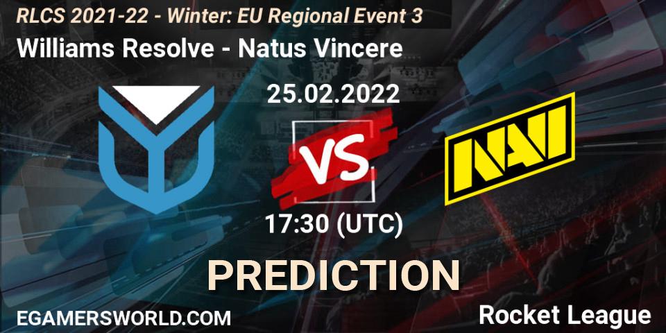 Williams Resolve - Natus Vincere: Maç tahminleri. 25.02.2022 at 17:30, Rocket League, RLCS 2021-22 - Winter: EU Regional Event 3