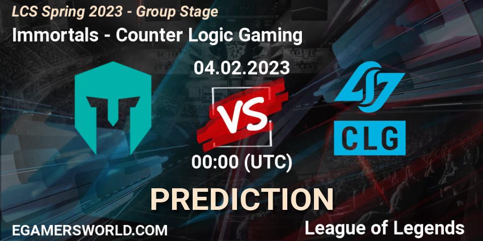 Immortals - Counter Logic Gaming: Maç tahminleri. 04.02.23, LoL, LCS Spring 2023 - Group Stage