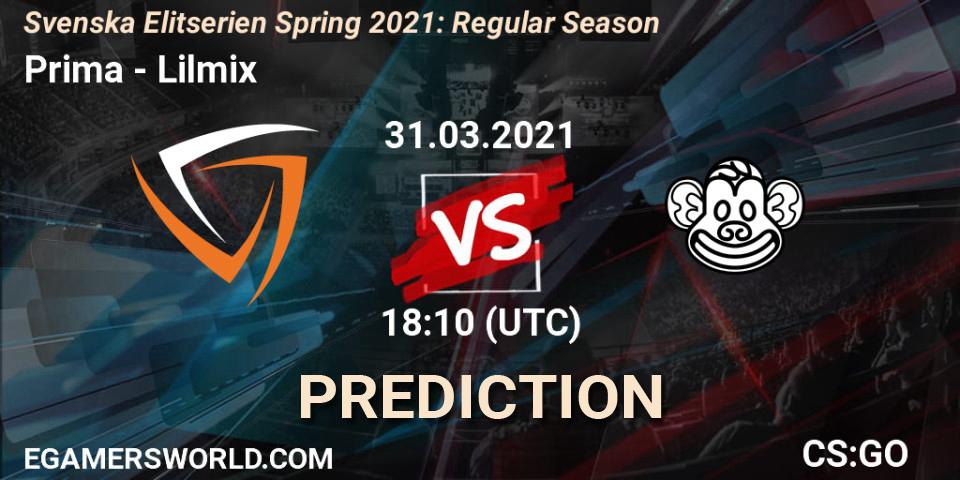 Prima - Lilmix: Maç tahminleri. 31.03.2021 at 18:10, Counter-Strike (CS2), Svenska Elitserien Spring 2021: Regular Season