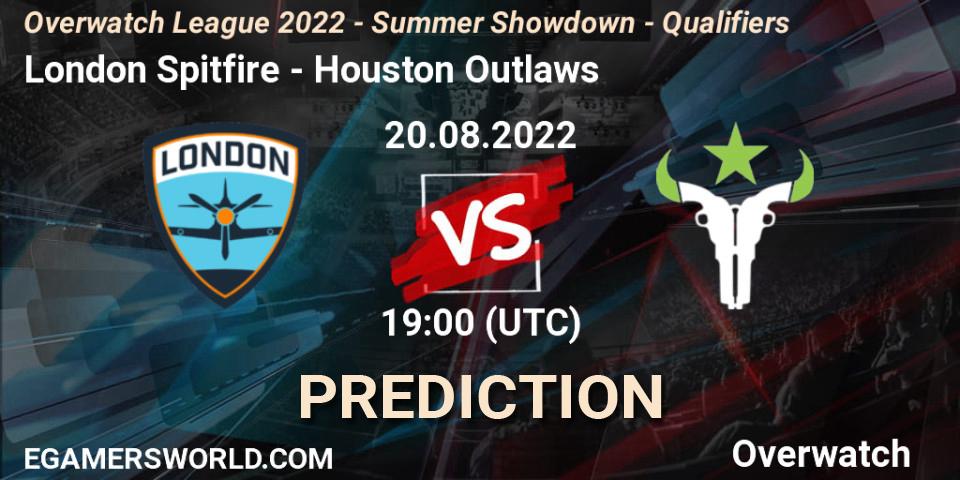 London Spitfire - Houston Outlaws: Maç tahminleri. 20.08.2022 at 19:00, Overwatch, Overwatch League 2022 - Summer Showdown - Qualifiers