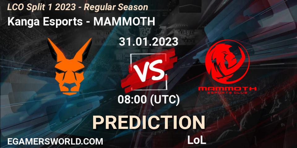 Kanga Esports - MAMMOTH: Maç tahminleri. 31.01.23, LoL, LCO Split 1 2023 - Regular Season