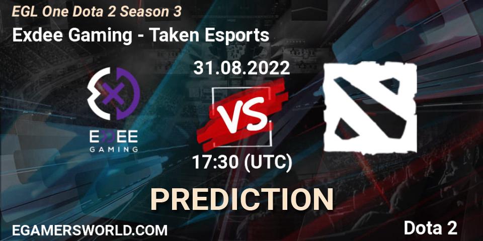 Exdee Gaming - Taken Esports: Maç tahminleri. 31.08.2022 at 17:34, Dota 2, EGL One Dota 2 Season 3