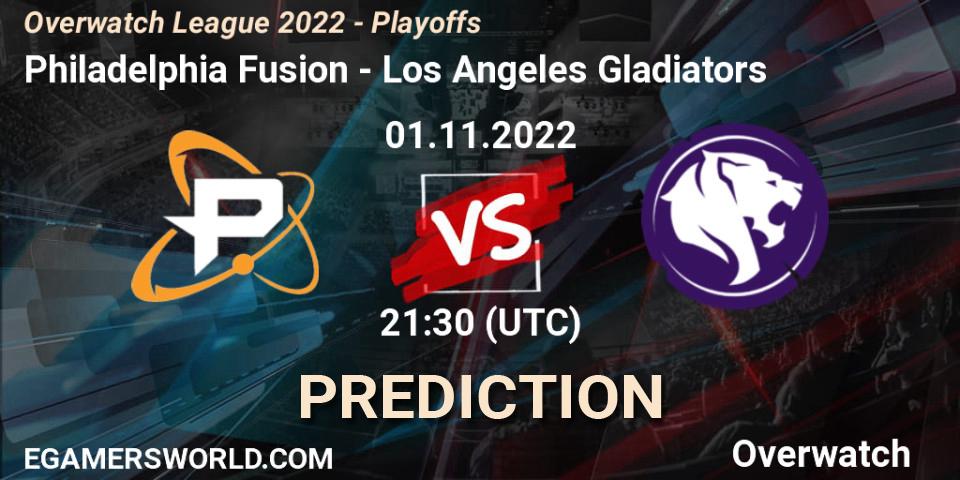 Philadelphia Fusion - Los Angeles Gladiators: Maç tahminleri. 01.11.2022 at 21:30, Overwatch, Overwatch League 2022 - Playoffs