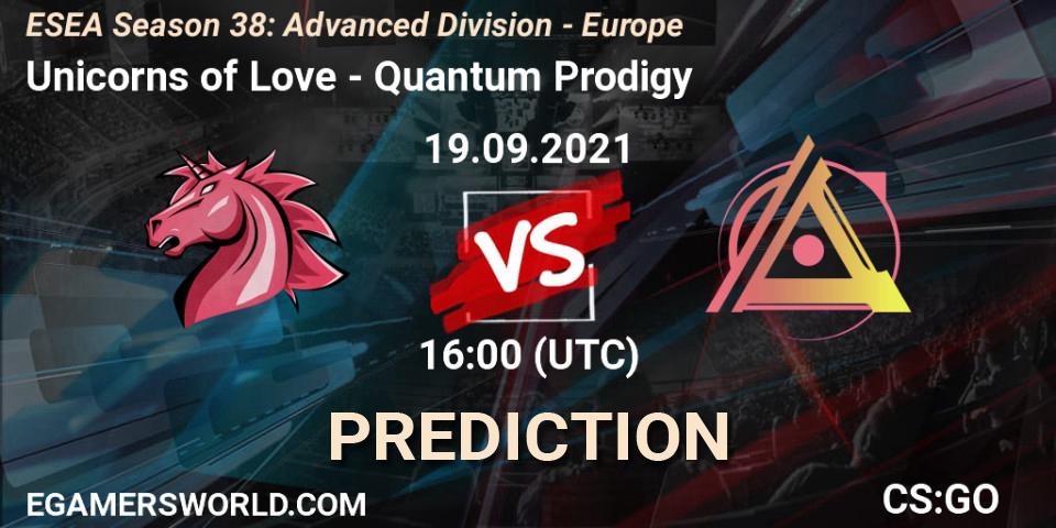 Unicorns of Love - Quantum Prodigy: Maç tahminleri. 19.09.2021 at 16:00, Counter-Strike (CS2), ESEA Season 38: Advanced Division - Europe