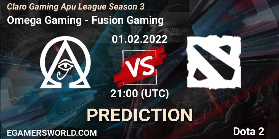 Omega Gaming - Fusion Gaming: Maç tahminleri. 01.02.2022 at 21:12, Dota 2, Claro Gaming Apu League Season 3