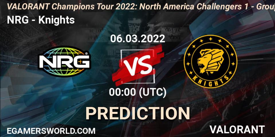 NRG - Knights: Maç tahminleri. 06.03.2022 at 00:00, VALORANT, VCT 2022: North America Challengers 1 - Group Stage