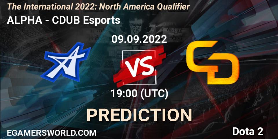 ALPHA - CDUB Esports: Maç tahminleri. 09.09.22, Dota 2, The International 2022: North America Qualifier