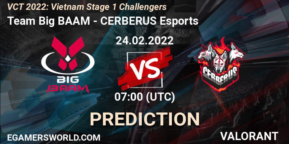 Team Big BAAM - CERBERUS Esports: Maç tahminleri. 24.02.2022 at 07:00, VALORANT, VCT 2022: Vietnam Stage 1 Challengers