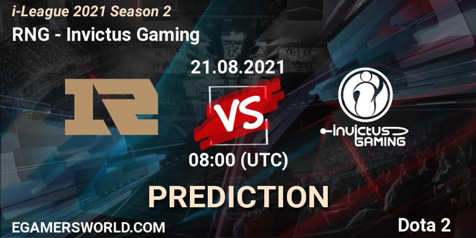 RNG - Invictus Gaming: Maç tahminleri. 21.08.2021 at 12:03, Dota 2, i-League 2021 Season 2
