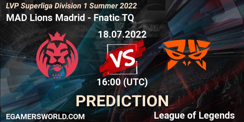 MAD Lions Madrid - Fnatic TQ: Maç tahminleri. 18.07.22, LoL, LVP Superliga Division 1 Summer 2022