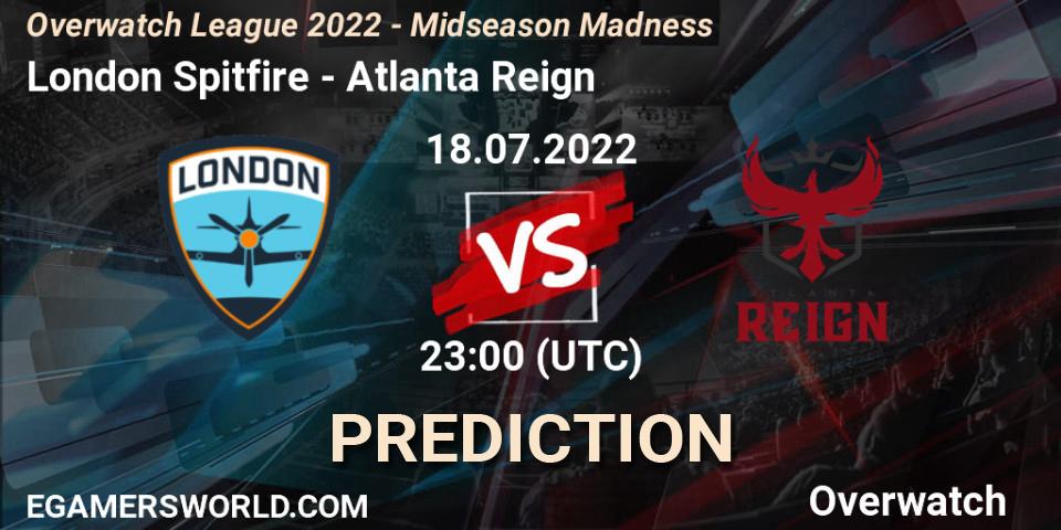 London Spitfire - Atlanta Reign: Maç tahminleri. 18.07.2022 at 23:00, Overwatch, Overwatch League 2022 - Midseason Madness