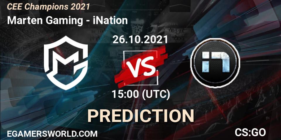 Marten Gaming - iNation: Maç tahminleri. 26.10.2021 at 15:00, Counter-Strike (CS2), CEE Champions 2021