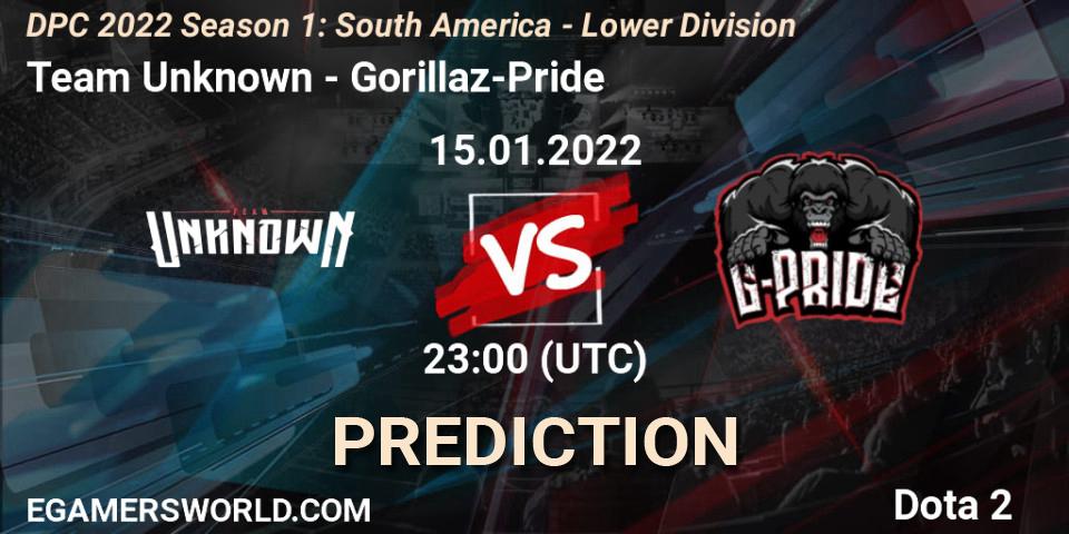 Team Unknown - Gorillaz-Pride: Maç tahminleri. 15.01.22, Dota 2, DPC 2022 Season 1: South America - Lower Division