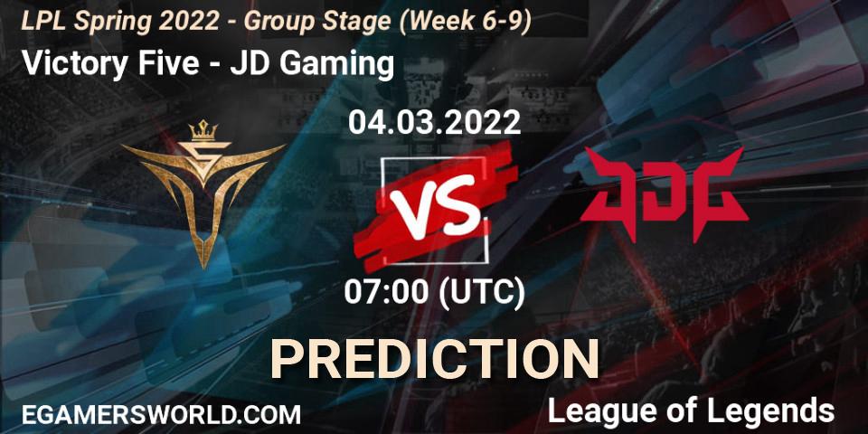 Victory Five - JD Gaming: Maç tahminleri. 04.03.2022 at 07:00, LoL, LPL Spring 2022 - Group Stage (Week 6-9)