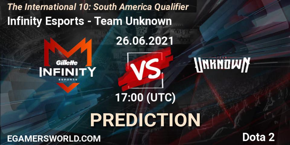 Infinity Esports - Team Unknown: Maç tahminleri. 26.06.2021 at 19:02, Dota 2, The International 10: South America Qualifier