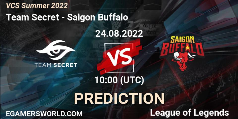 Team Secret - Saigon Buffalo: Maç tahminleri. 24.08.22, LoL, VCS Summer 2022