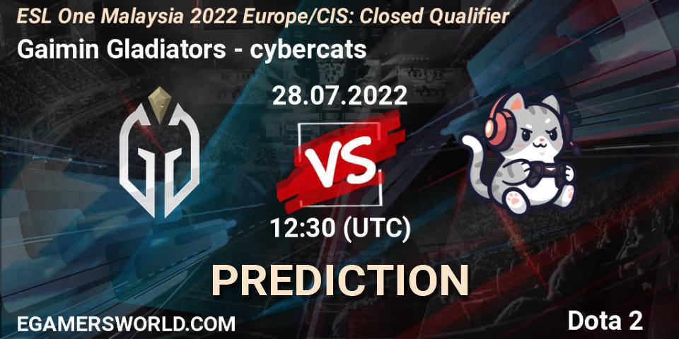 Gaimin Gladiators - cybercats: Maç tahminleri. 28.07.2022 at 12:30, Dota 2, ESL One Malaysia 2022 Europe/CIS: Closed Qualifier