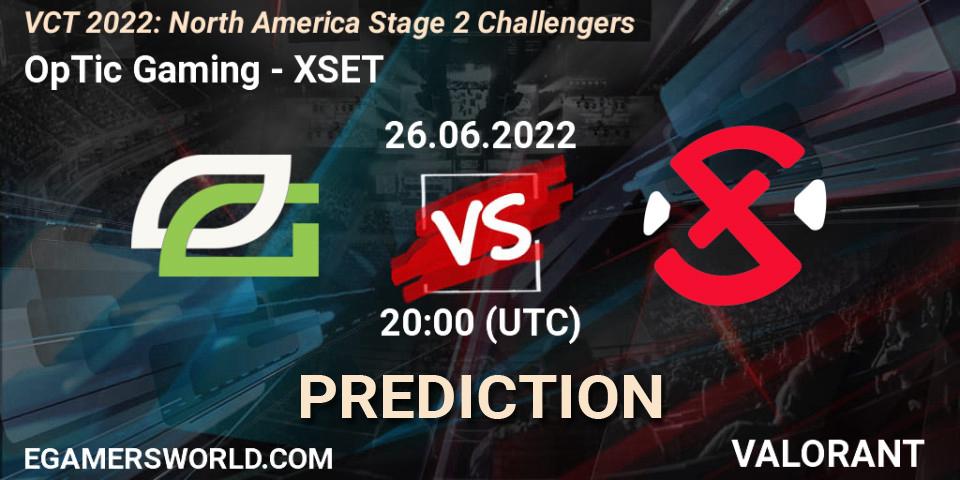 OpTic Gaming - XSET: Maç tahminleri. 26.06.2022 at 20:00, VALORANT, VCT 2022: North America Stage 2 Challengers