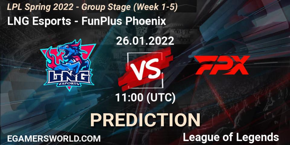 LNG Esports - FunPlus Phoenix: Maç tahminleri. 26.01.22, LoL, LPL Spring 2022 - Group Stage (Week 1-5)
