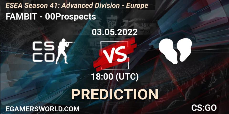 FAMBIT - 00Prospects: Maç tahminleri. 03.05.2022 at 18:00, Counter-Strike (CS2), ESEA Season 41: Advanced Division - Europe