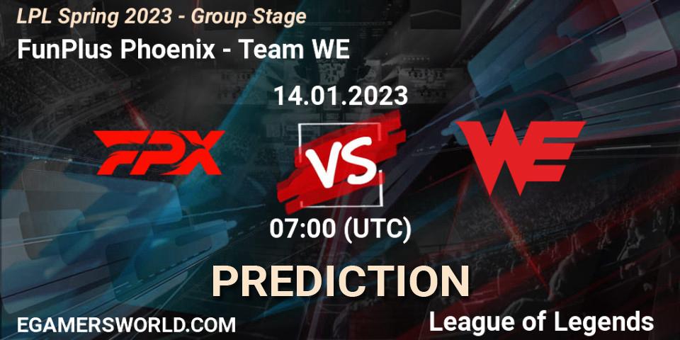 FunPlus Phoenix - Team WE: Maç tahminleri. 14.01.2023 at 07:00, LoL, LPL Spring 2023 - Group Stage